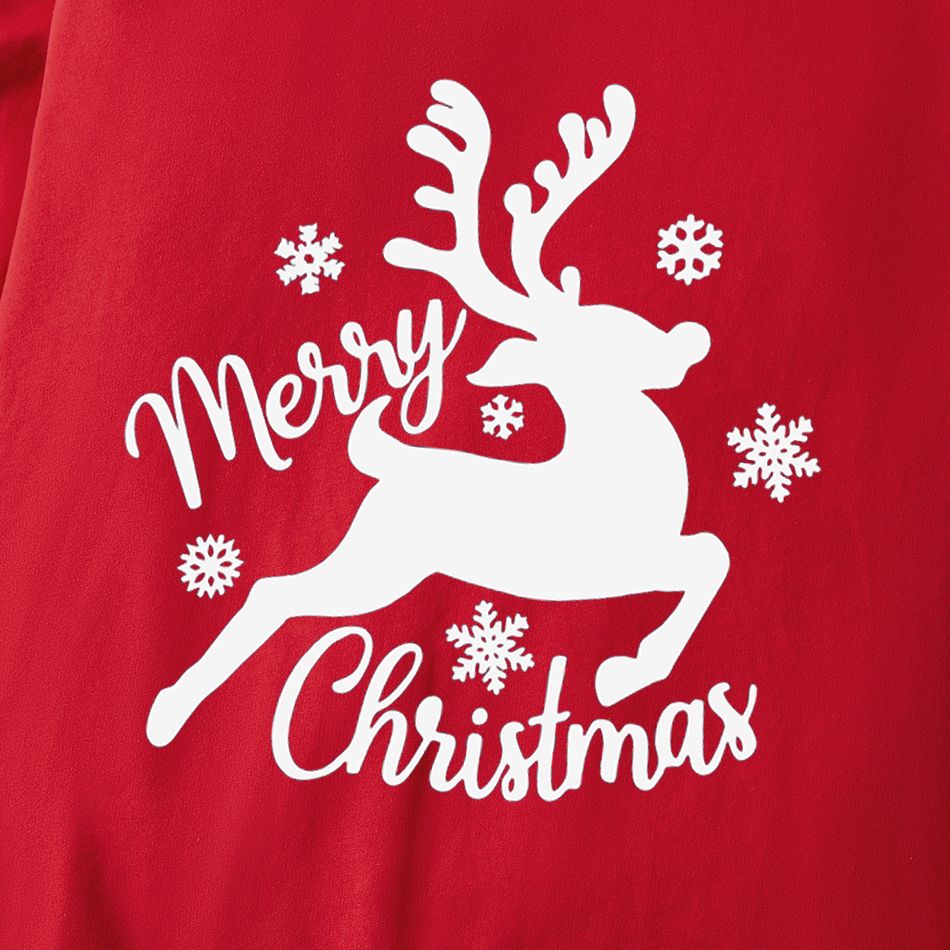 Christmas Reindeer and Letter Print Red Family Matching 100% Cotton Long-sleeve Sweatshirts Red big image 4