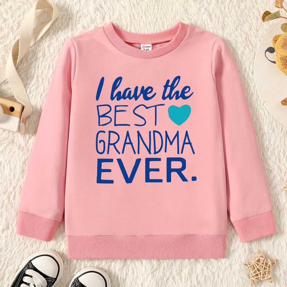Toddler Graphics Letter and Heart-shaped Print  Long-sleeve Pullover Pink