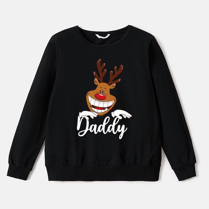 Look de família Veado Manga comprida Conjuntos de roupa para a família Tops Preto big image 2