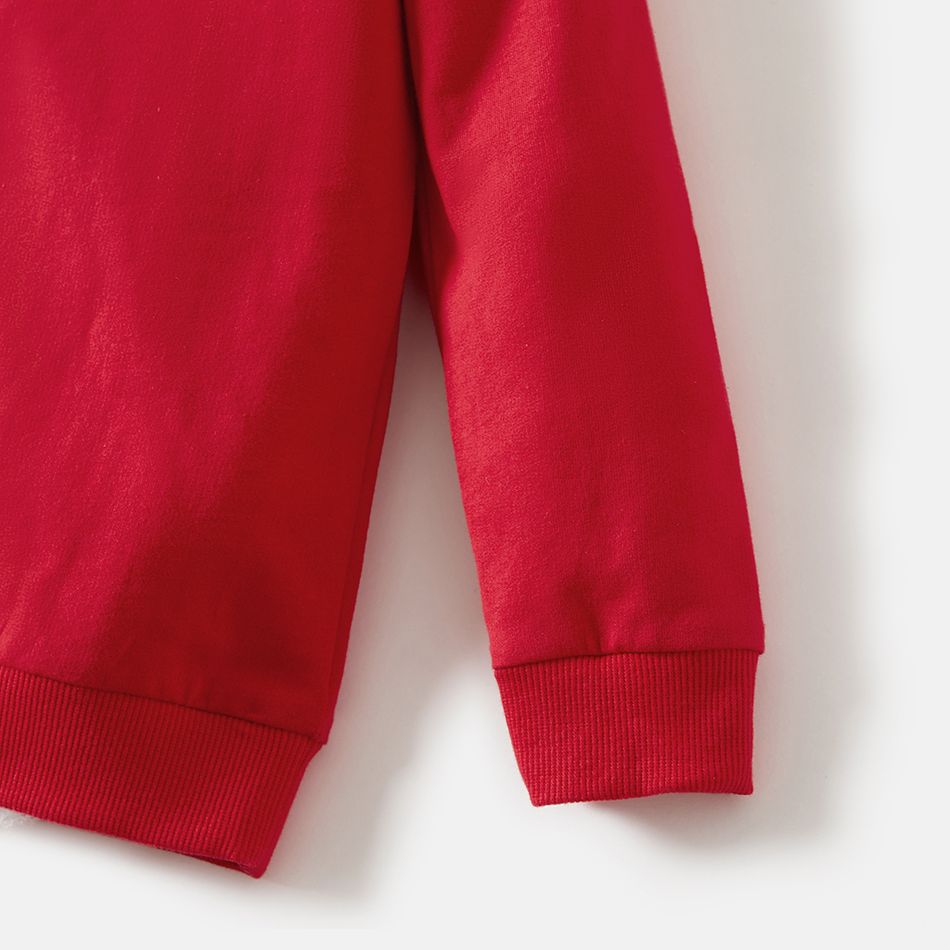 Merry Christmas Antlers Print Family Matching Red Long-sleeve Sweatshirts Red big image 7