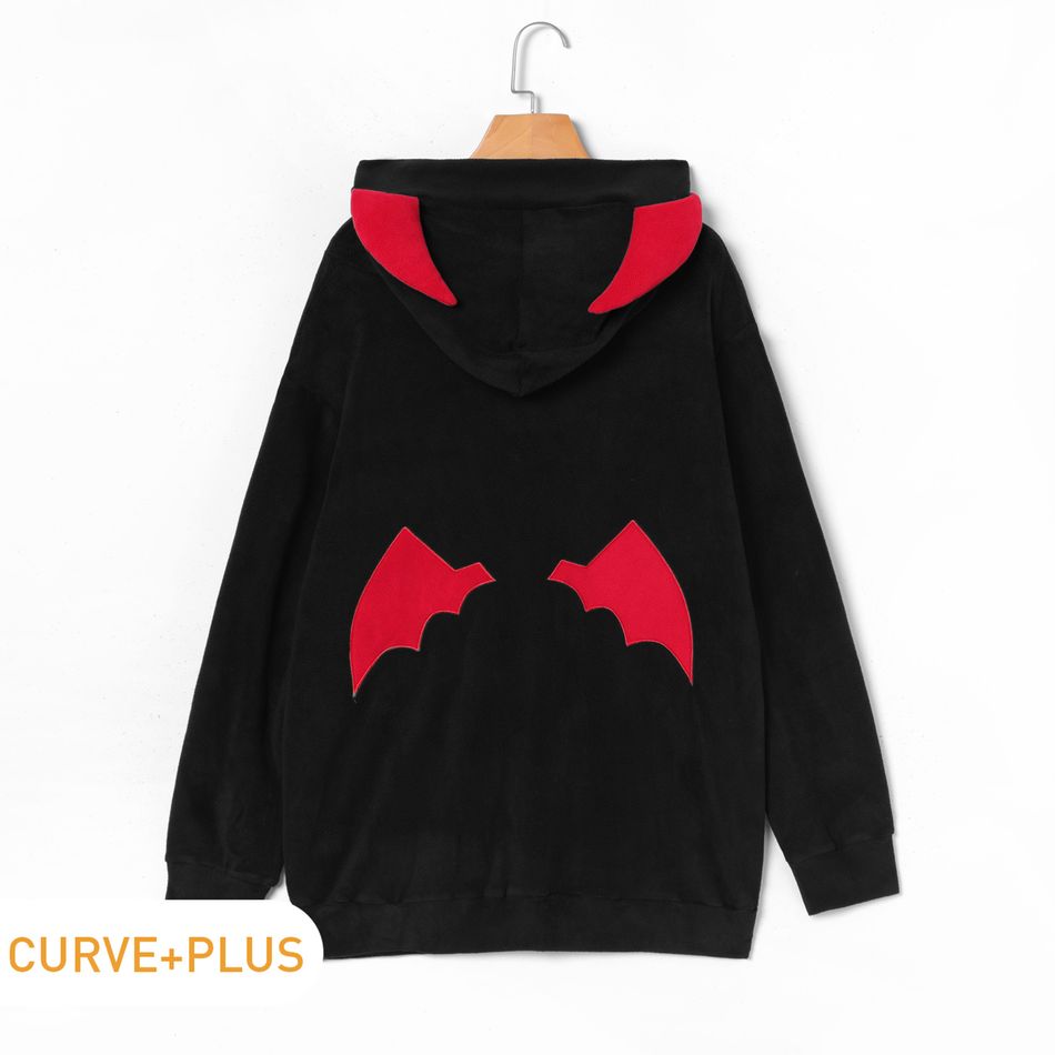 Women Plus Size Casual Embroidered Hoodie Sweatshirt Black