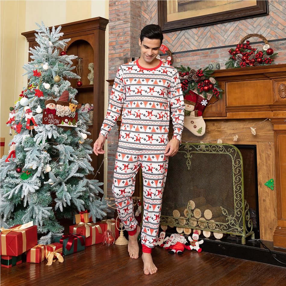 Family Matching Christmas Santa Print Long-sleeve Pajamas Sets(Flame Resistant) Red/White big image 3