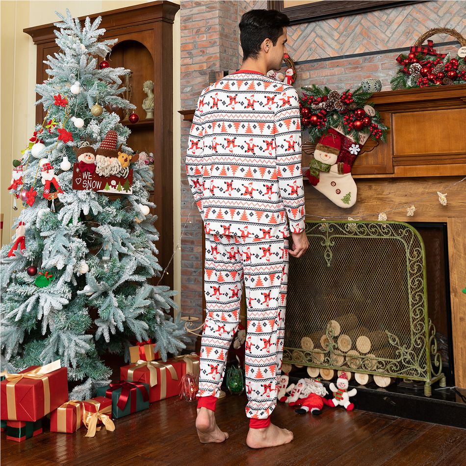 Family Matching Christmas Santa Print Long-sleeve Pajamas Sets(Flame Resistant) Red/White big image 5