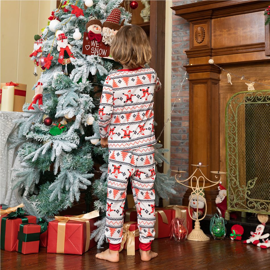Family Matching Christmas Santa Print Long-sleeve Pajamas Sets(Flame Resistant) Red/White big image 14