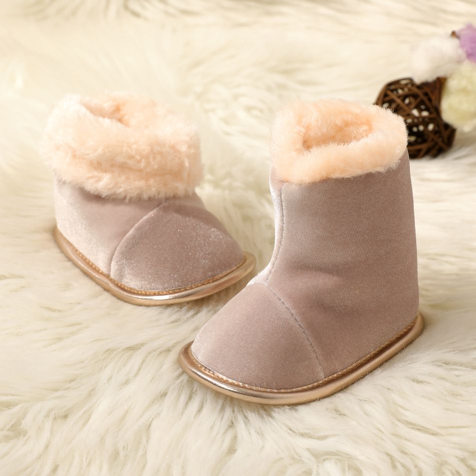 Baby / Toddler Solid Slip-on Fleece-lining Prewalker Shoes Rose Gold