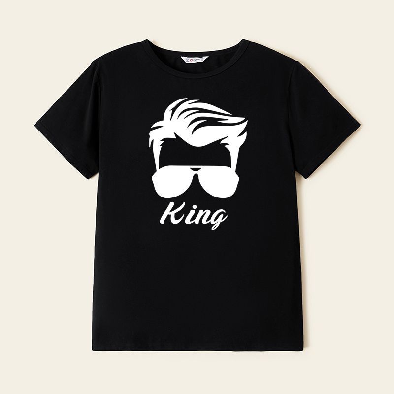 Cotton Family Characters and Letter Print Short-sleeve Matching T-shirts Multi-color big image 2