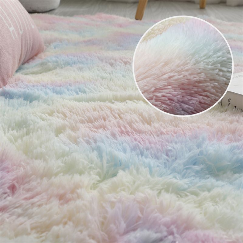 Rainbow Colors Long Hair Tie Dyeing Carpet Bay Window Bedside Mat Soft Area Rugs Shaggy Blanket Gradient Color Living Room Rug Multi-color big image 5