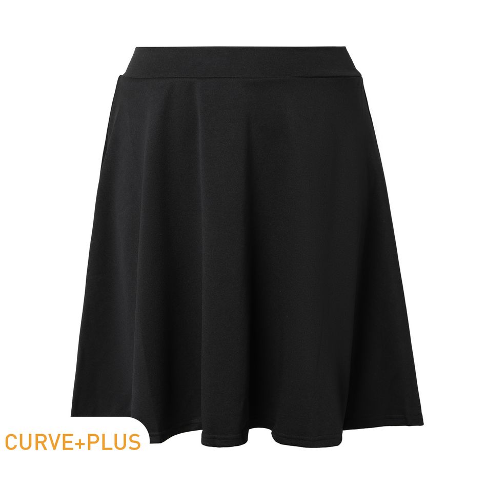Women Plus Size Basics Black Circle Skirt Black