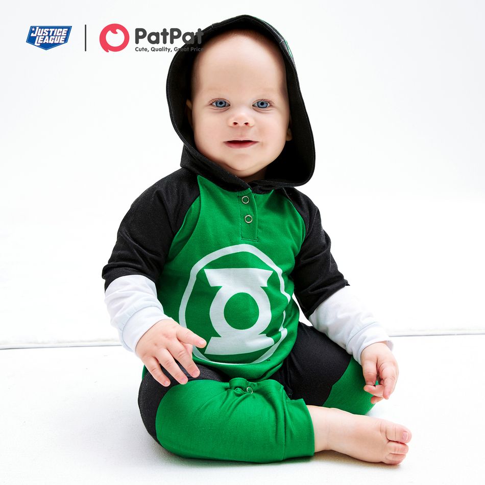 Justice League Baby Boy Super Heroes Cosplay Costume With Cloak Hooded Jumpsuit Green