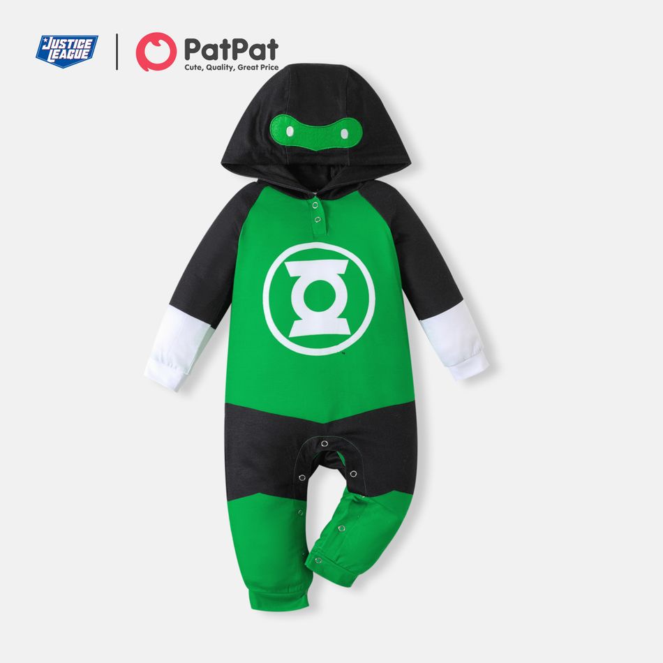 Justice League Baby Boy Green Lantern Hooded Jumpsuit Green