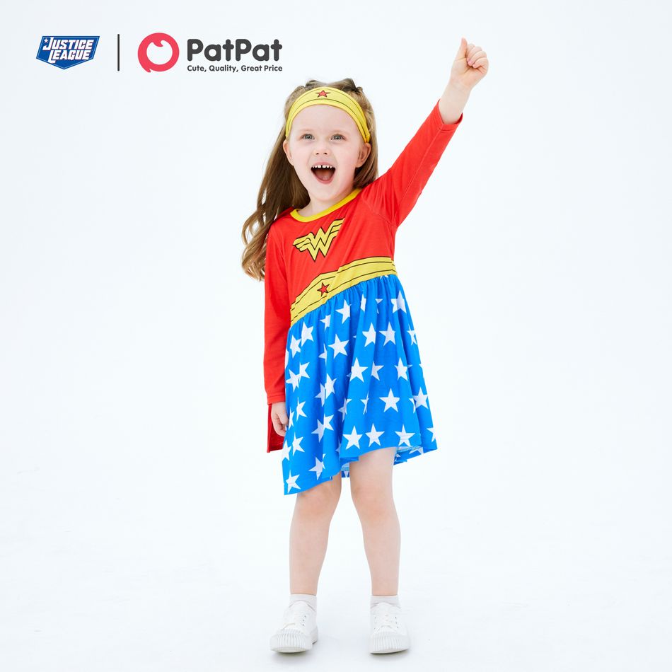 Justice League Toddler Girl Wonder Woman Cosplay Costume With Hooded Cloak and Face Mask Multi-color