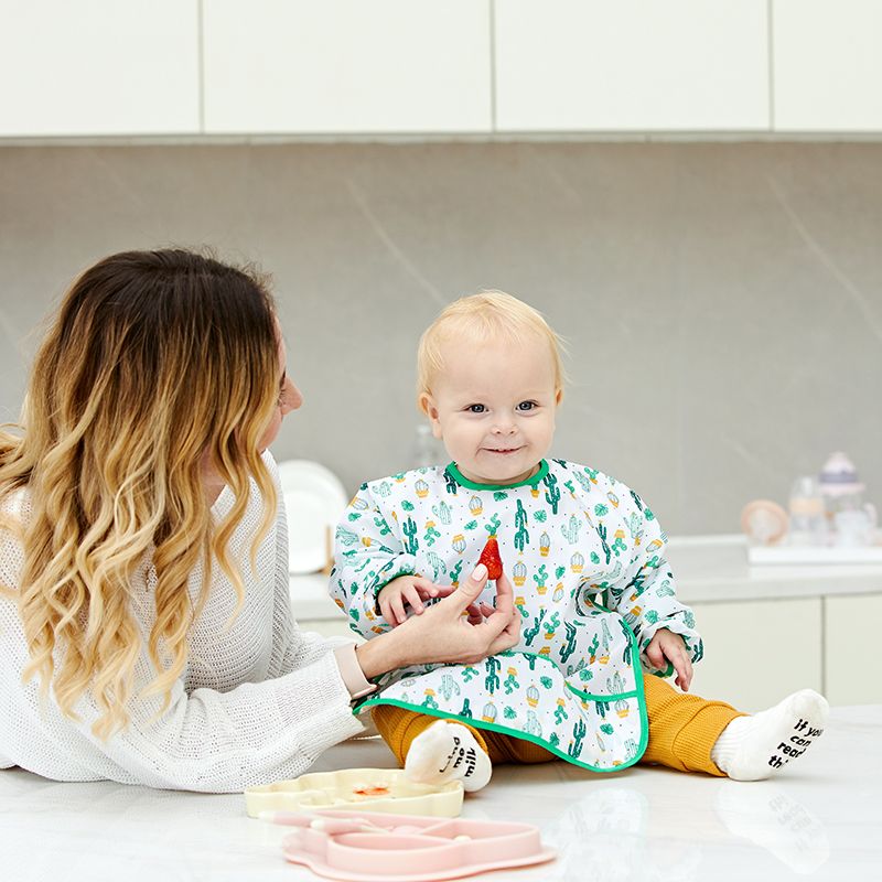 Baby Long-sleeved Waterproof Anti-wearing Clothes Baby Eating Gowns Protective Clothes With Rice Brown big image 9