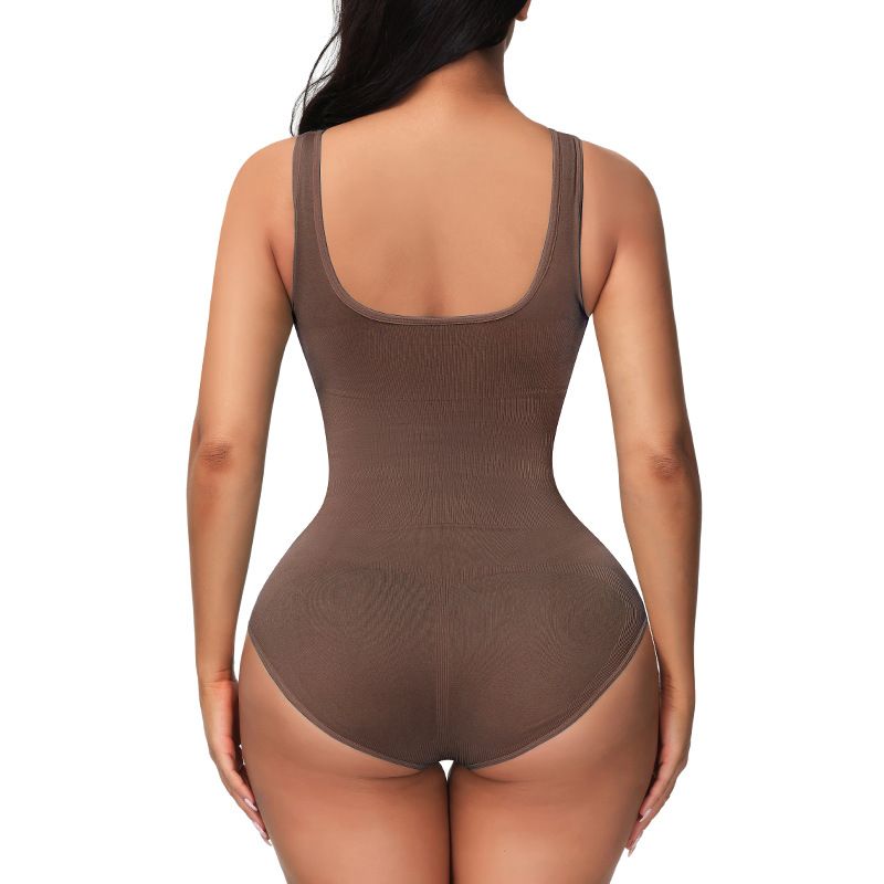 Women Solid Color Stretchy Tank Bodysuit High-Rise Tummy Control Shapewear Seamless Bodysuit Butt Lifter (Without Chest Pad) Black big image 5