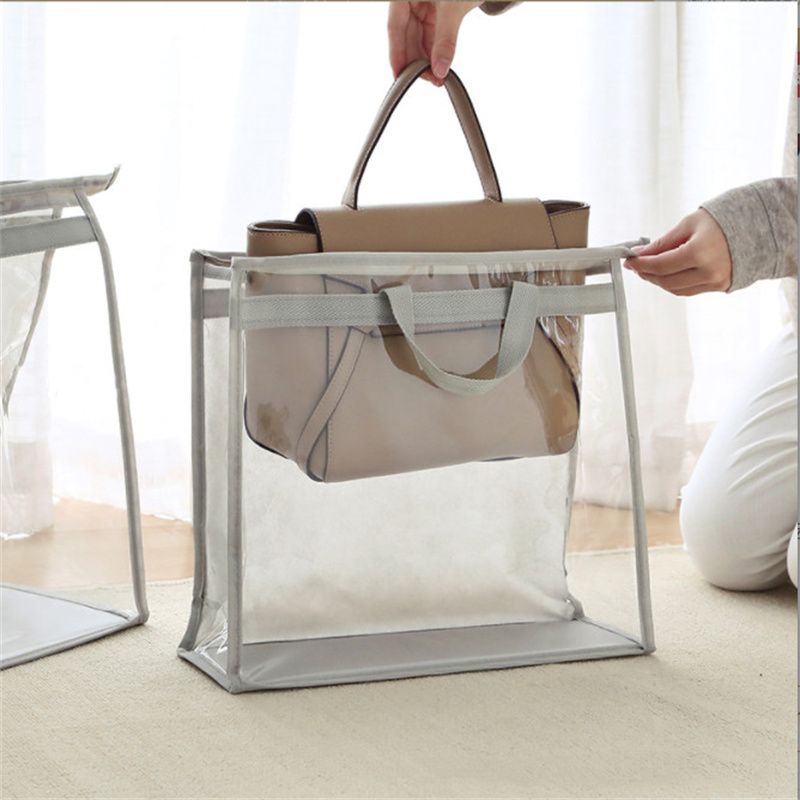 Bolsa transparente organizador de armazenamento saco de cobertura de poeira protetor transparente saco de armazenamento com zíper e alça Cinzento big image 5