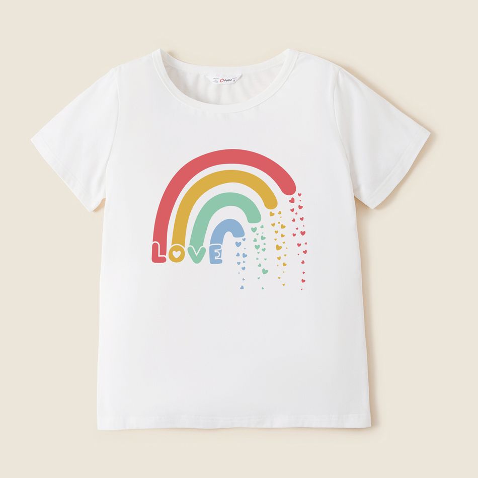 Rainbow Print White Short-sleeve T-shirts for Mom and Me White big image 2