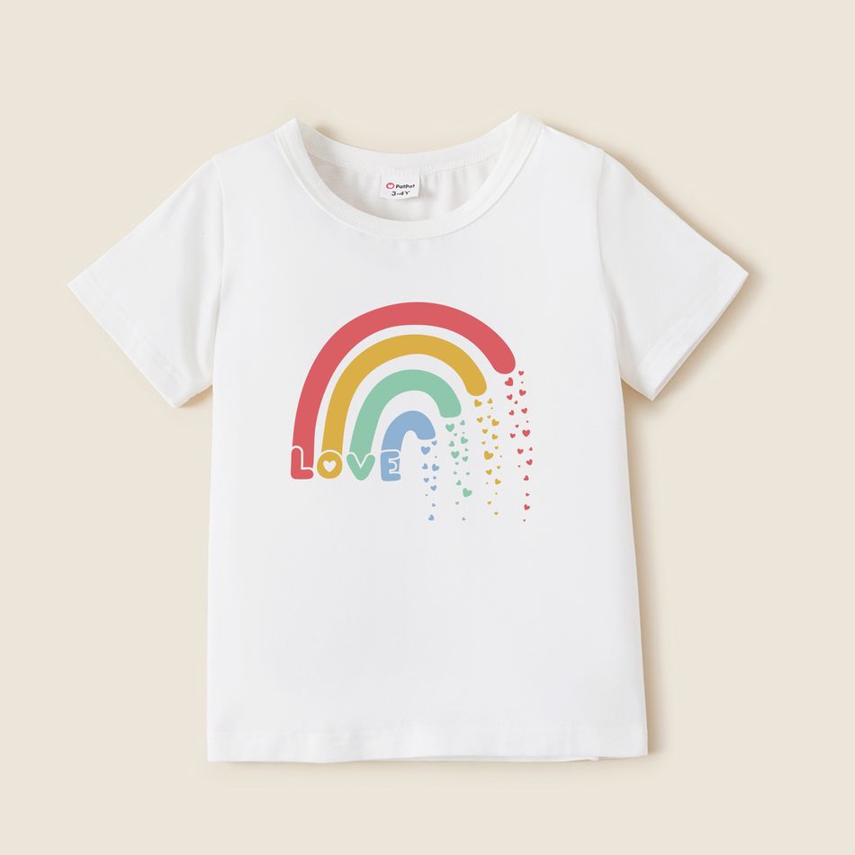 Rainbow Print White Short-sleeve T-shirts for Mom and Me White big image 4