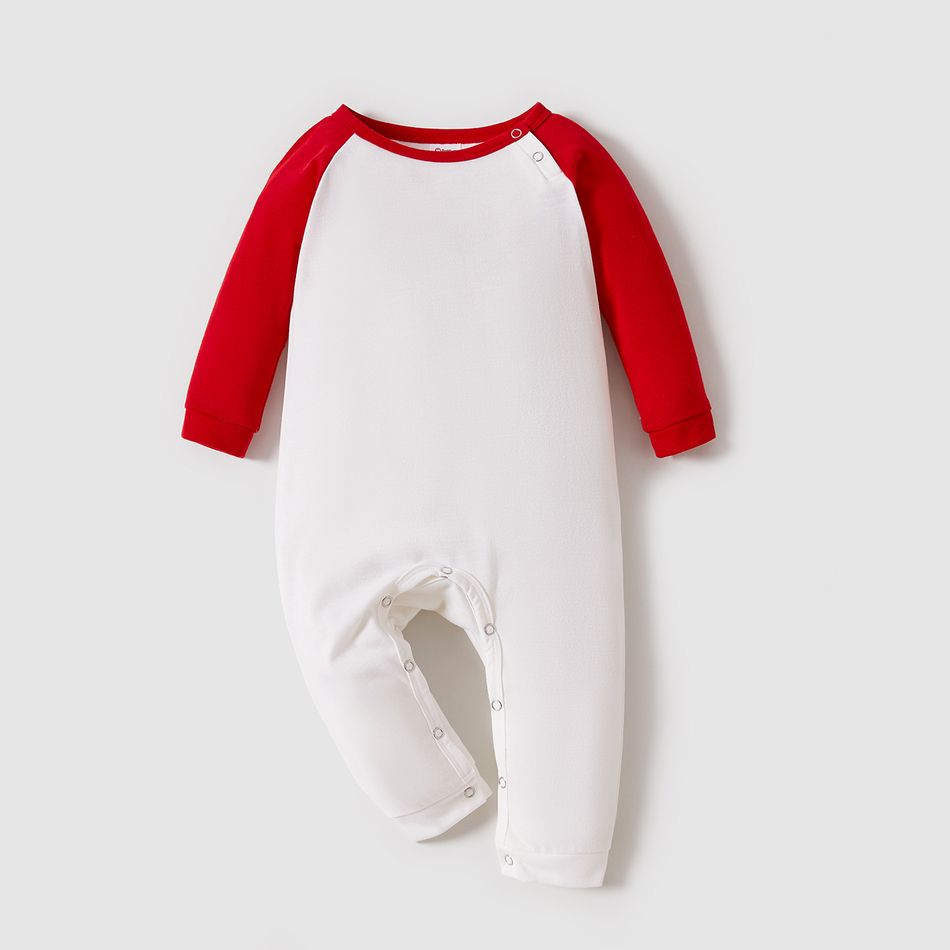 Baby Boy/Girl Colorblock Long-sleeve Jumpsuit Red/White