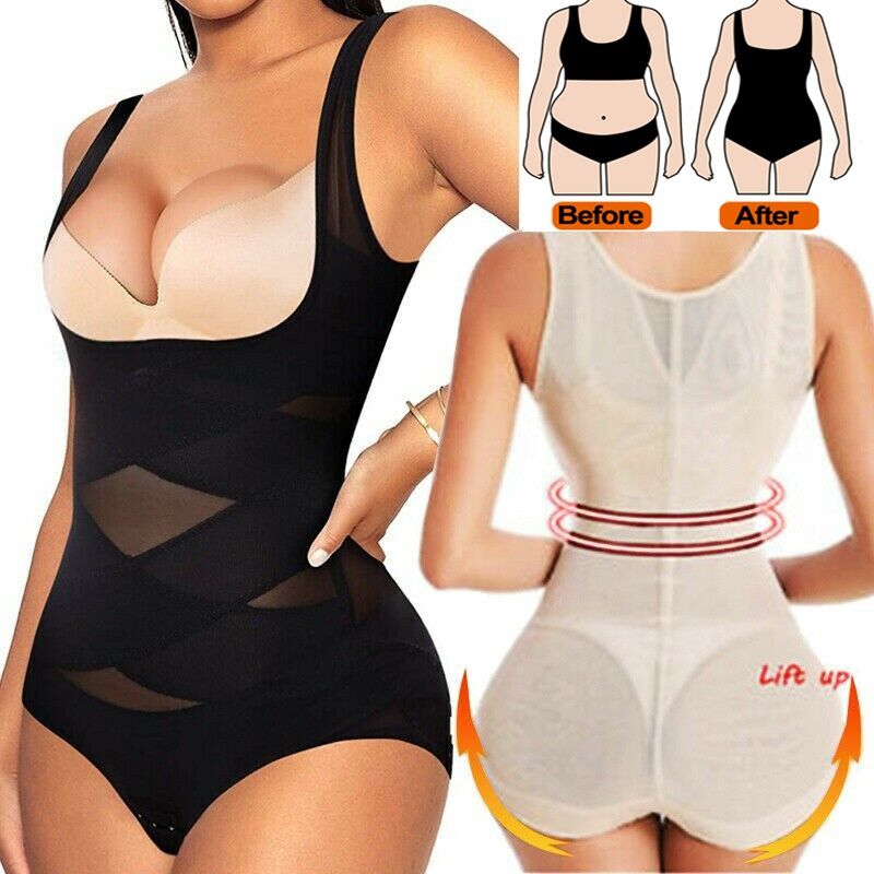 Women Butt Lifter Bodysuit Waist Trainer Shapewear Tummy Control Body Shaper Open Bust Bodysuits Apricot big image 4