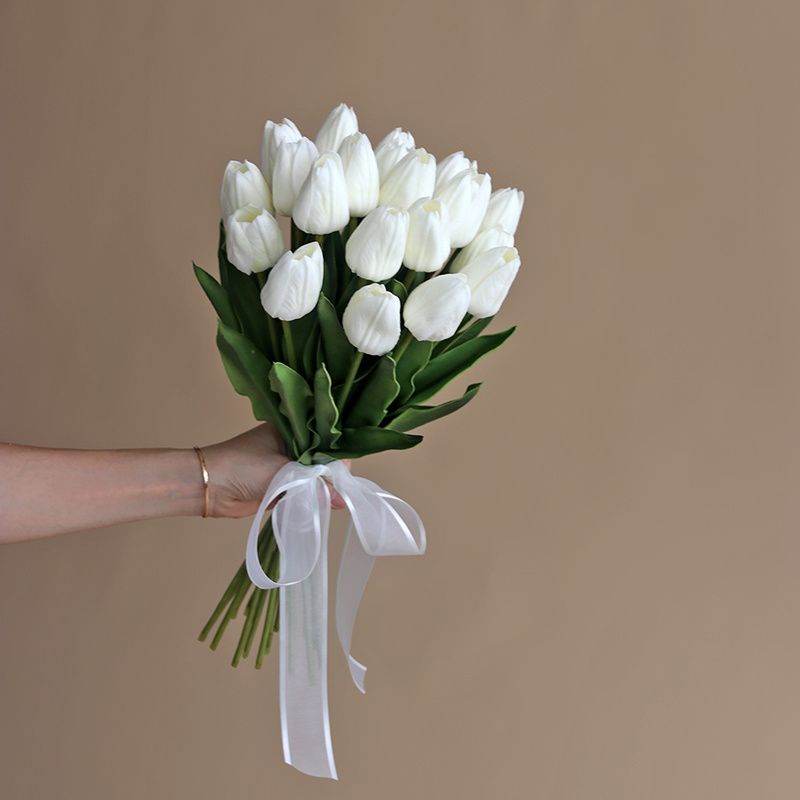 2-pack / 5-pack Tulips Artificial Flowers PU Real Touch Fake Tulips Flowers for Table Office Wedding Dining Room Home Decoration White big image 10