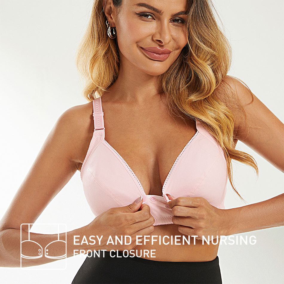 Elegant Lace Decor Nursing Bra Pink big image 1