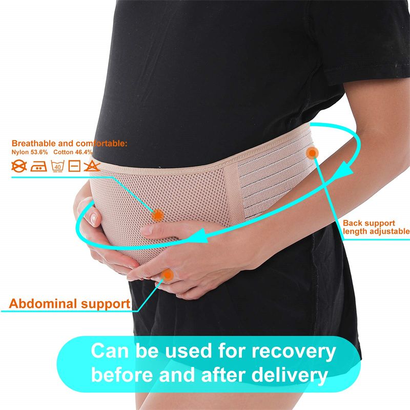Maternity Support Belt Mesh Breathable Pregnancy Belly Support Band Pelvic Back Support Pregnancy Must-Haves Beige big image 4