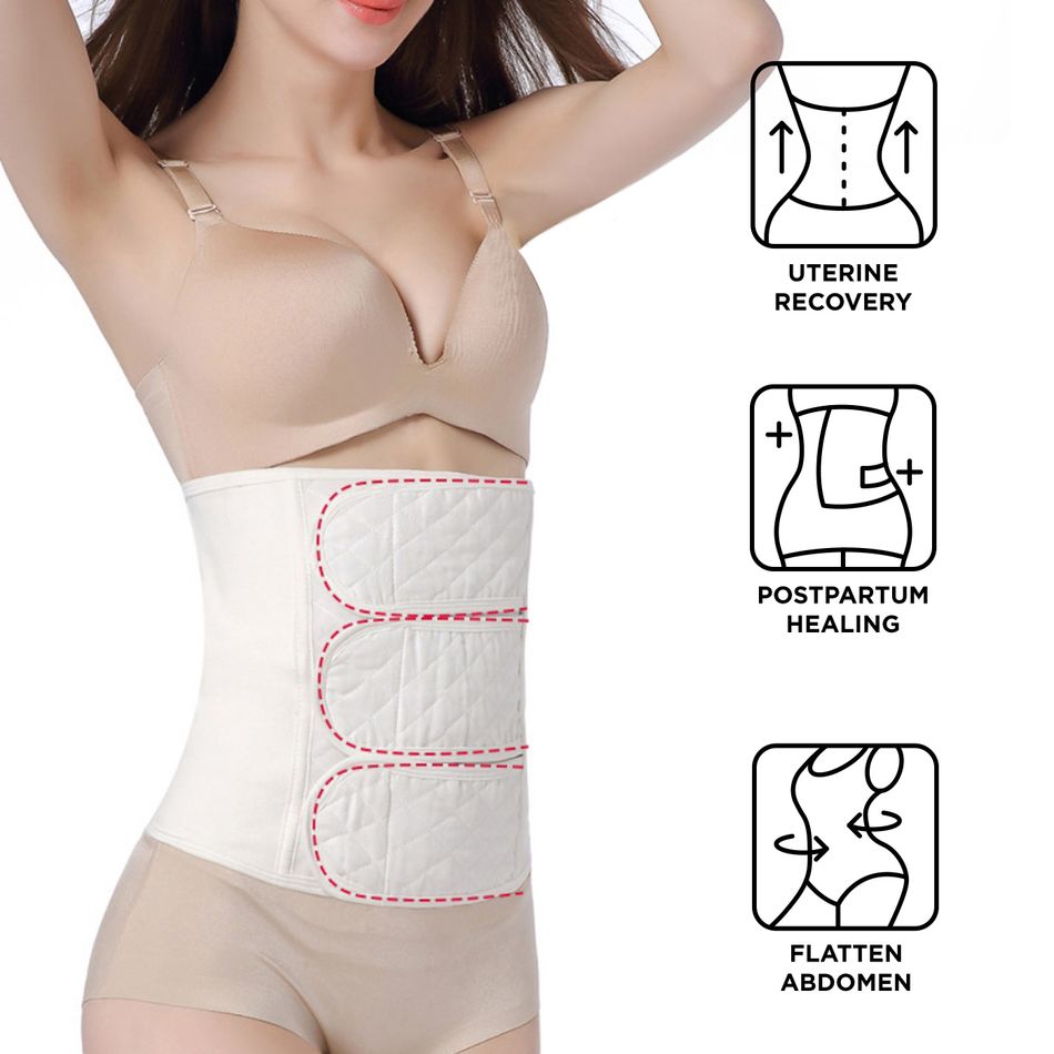 Postpartum C-section Maternity Recovery 2 in 1 Cotton Gauze Breathable Belly Band Pelvis Belt, Postnatal Shapewear White big image 9
