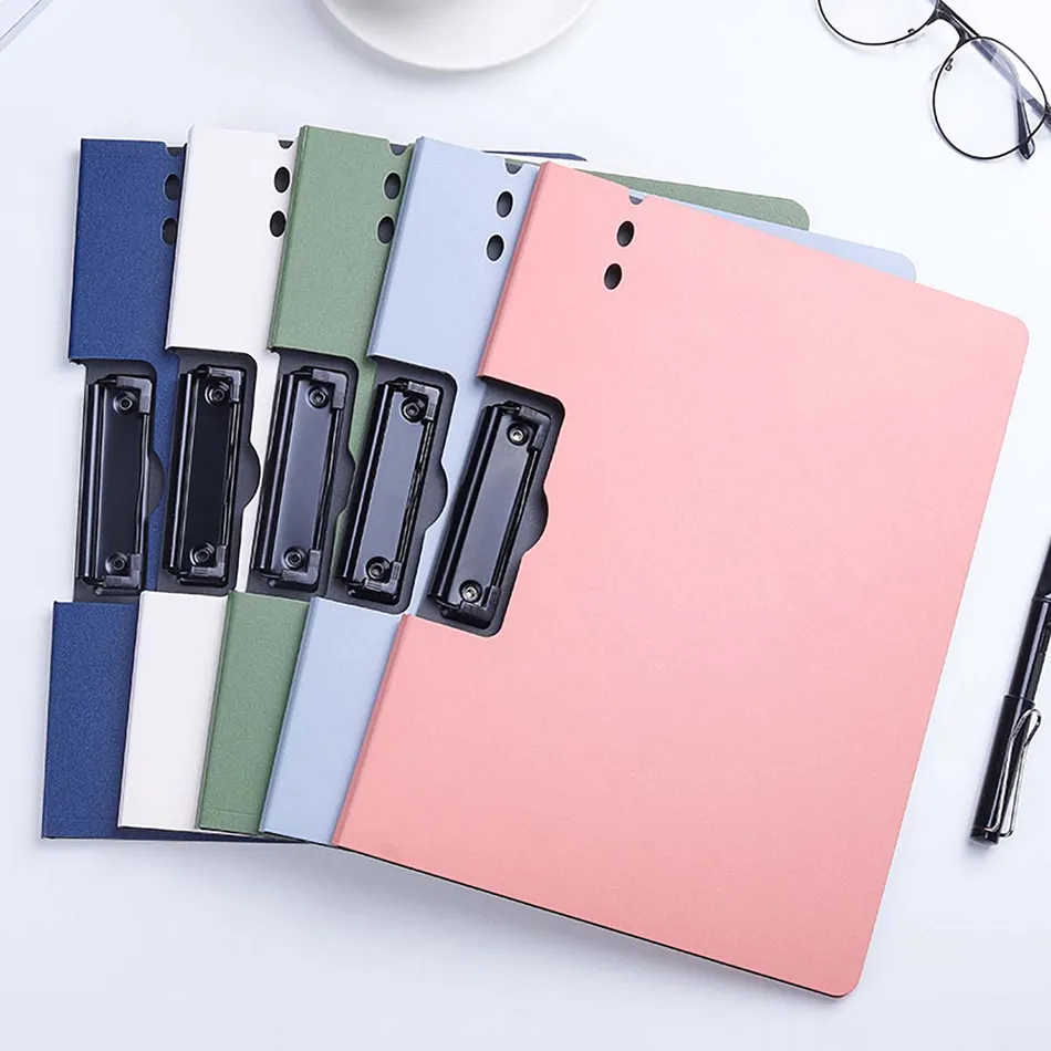 A4 Binder Punchless File Folder Clipboard Writing Pad with Spring Action Clamp Test Paper Storage Organizer Office Stationery Pink big image 5