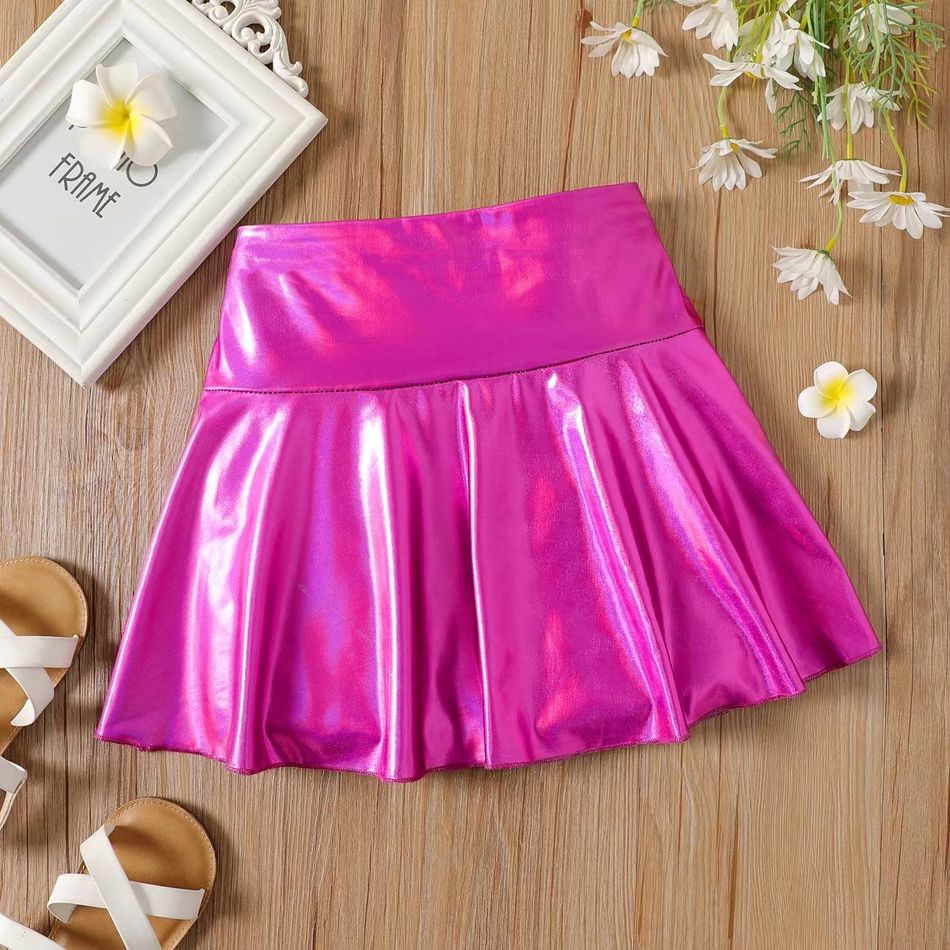 Kid Girl Metallic Laser Skirt Pink