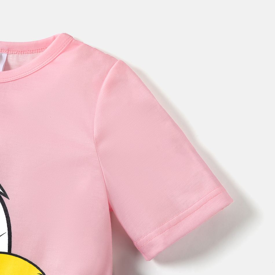 Looney Tunes 2pcs Kid Girl Animal Print Short-sleeve Pink Tee and Black Shorts Set Pink big image 5