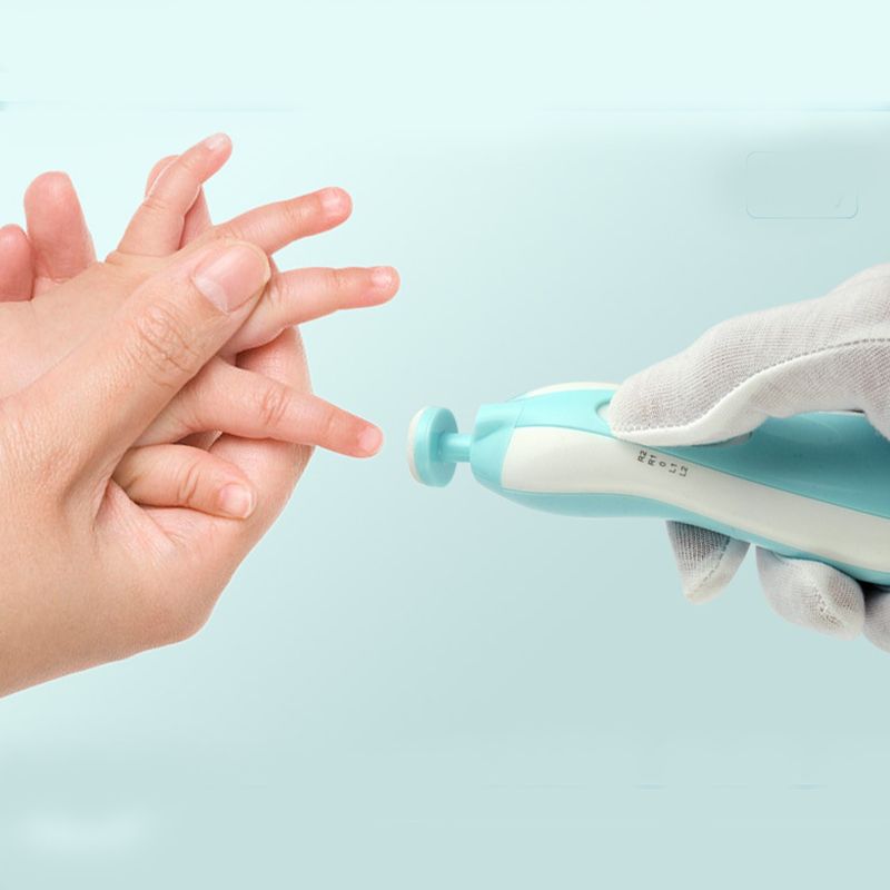 Cortadores de unhas para bebês, aparador de unhas elétrico para recém-nascidos, kit de lixa de unhas, aparar e polir Azul