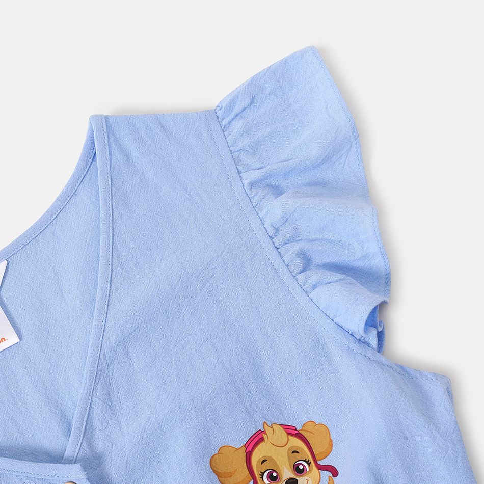 PAW Patrol Family Matching 100% Cotton Front Buttons Flutter-sleeve Mommy and Me Dress Blue big image 5