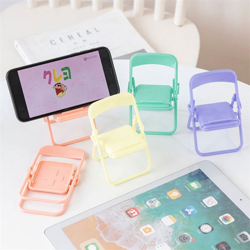 Small Stool Folding Mobile Phone Stand Creative Chair Multifunction Desktop Mobile Phone Holder Pink big image 4