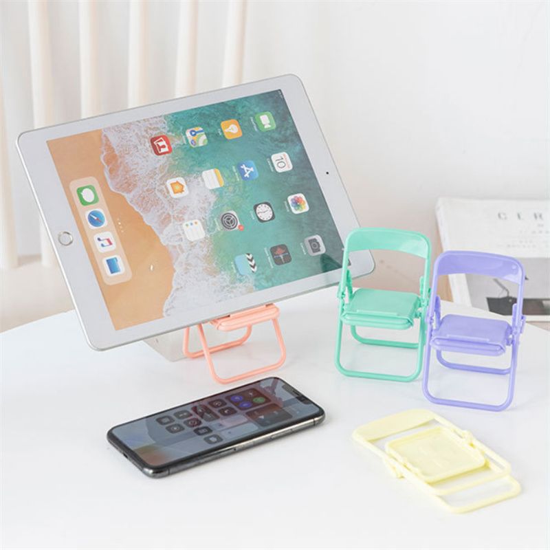 Small Stool Folding Mobile Phone Stand Creative Chair Multifunction Desktop Mobile Phone Holder Pink big image 5