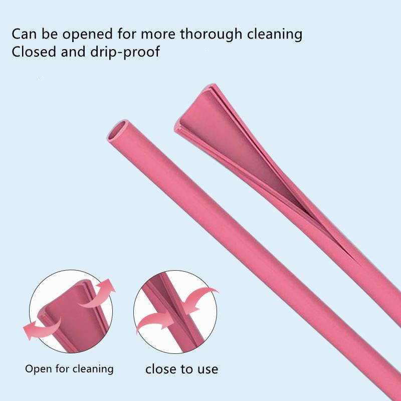 1-pack / 3-pack Silicone Openable and Reusable Baby Drinking Straw with Food Grade BPA Free Toddler Food Accessories for Self-Feeding Training Food Grade BPA Free Pink big image 11