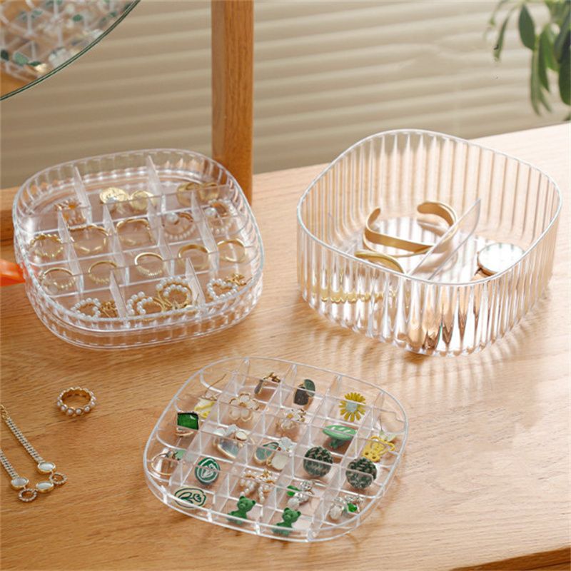 Clear Acrylic Jewelry Organizer Box Portable Multi-layer Large-capacity Storage Box for Earrings Necklace Bracelet Ring Jewelry White big image 9