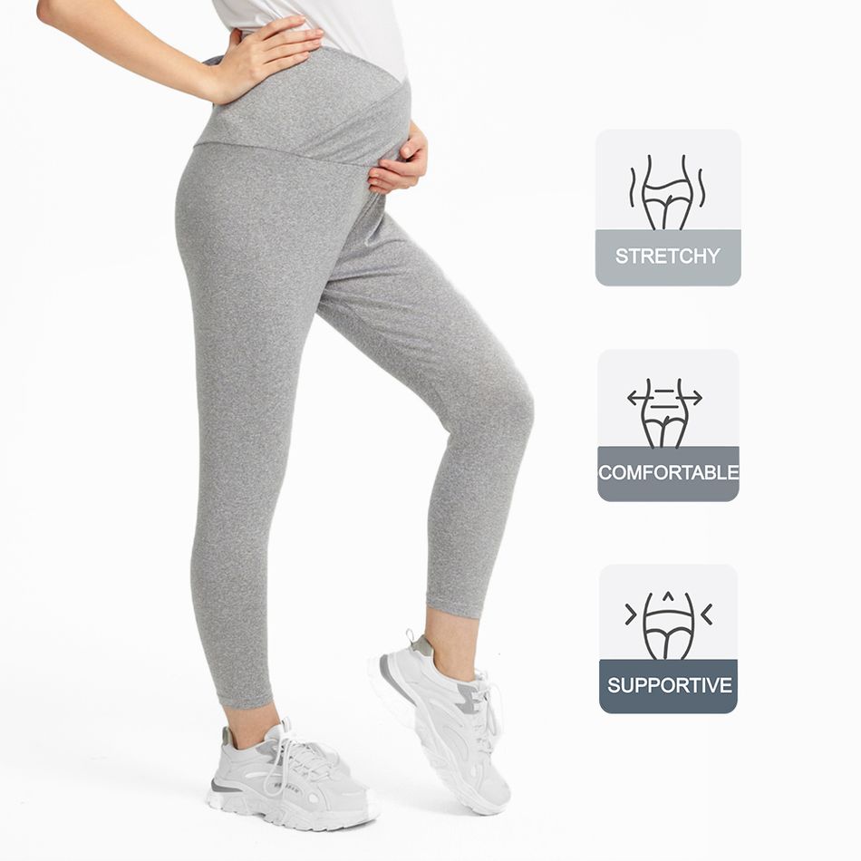 Maternity Solid Ankle-length Leggings Grey
