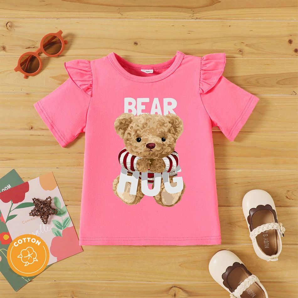 Toddler Graphic Flutter-sleeve Deep pink Short-sleeve Tee Dark Pink