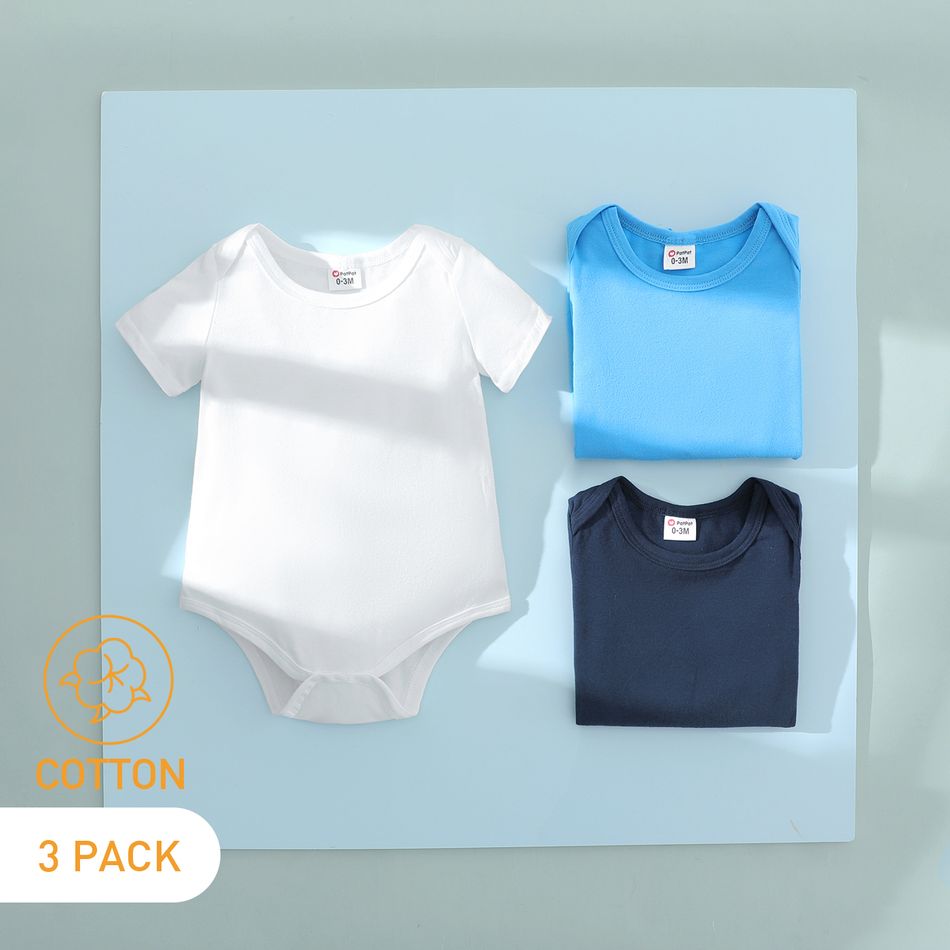 3-Pack Baby Cotton Flutter-sleeve Romper and Jumpsuit Set Multi-color