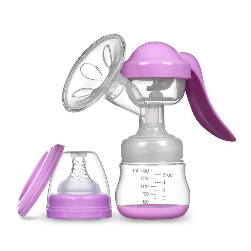 Manual Breast Pump Milking Machine with Scaled Breastmilk Collector for Breastfeeding Light Purple