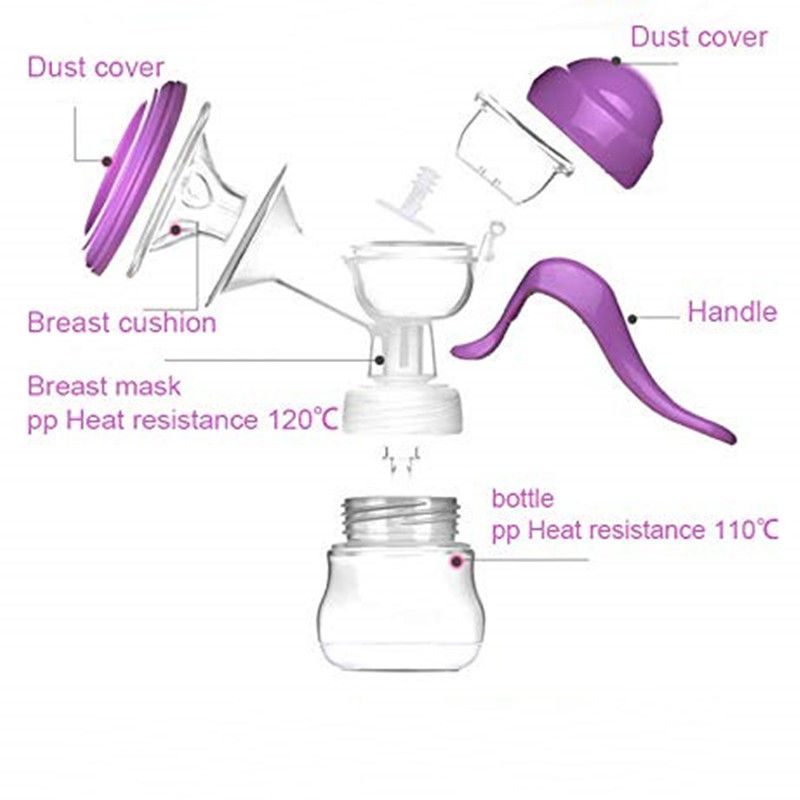 Manual Breast Pump Milking Machine with Scaled Breastmilk Collector for Breastfeeding Light Purple big image 2