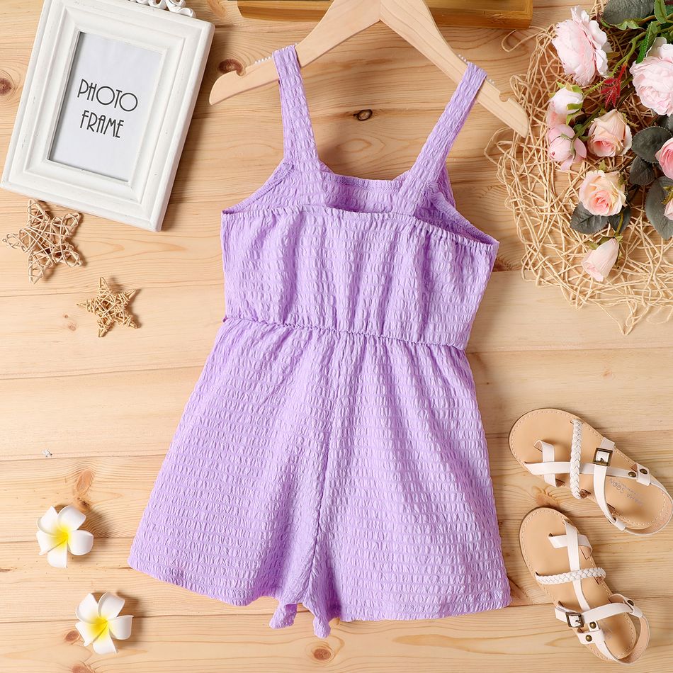 Kid Girl Textured Bowknot Design Purple Slip Rompers Light Purple big image 2
