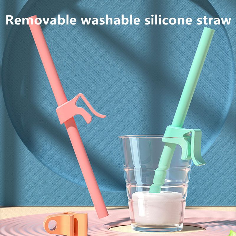 1-pack / 3-pack Silicone Openable and Reusable Baby Drinking Straw with Food Grade BPA Free Toddler Food Accessories for Self-Feeding Training Food Grade BPA Free Pink big image 12