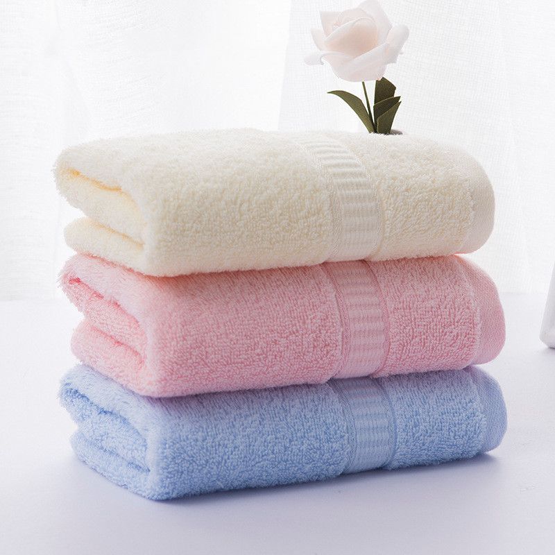 100% algodão toalha de banho de cor sólida lavagem do rosto toalha de absorção de água macia toalha de banho doméstica Rosa big image 3