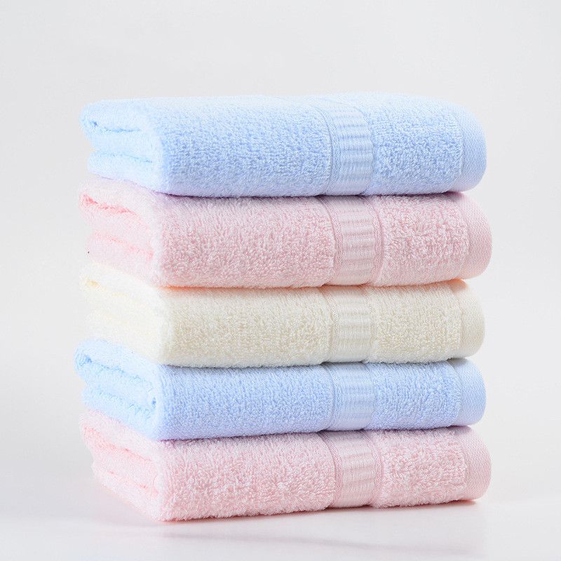 100% Cotton Solid Color Bath Towel Face Washing Water Absorption Towel Soft Household Bath Towel Pink
