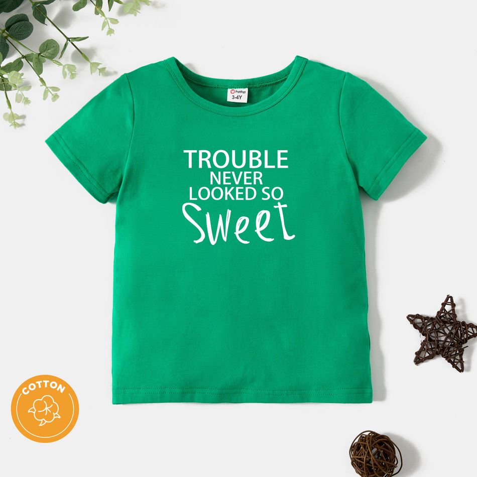 Toddler Graphic Letter Print Short-sleeve Tee Green