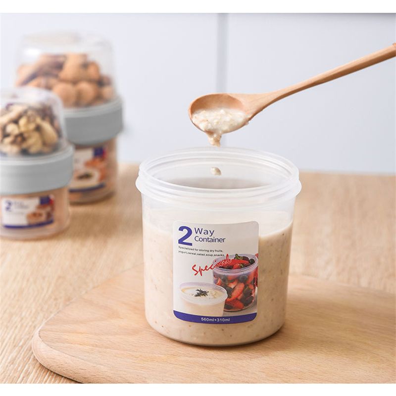 Double-layer Transparent Sealed Box Leak-Proof Food Storage Plastic Containers for Nuts Grains Fruit Snack White big image 14