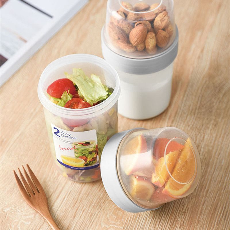 contenitori di plastica a tenuta stagna per alimenti a tenuta stagna a doppio strato per frutta a guscio, cereali, snack Bianco big image 16