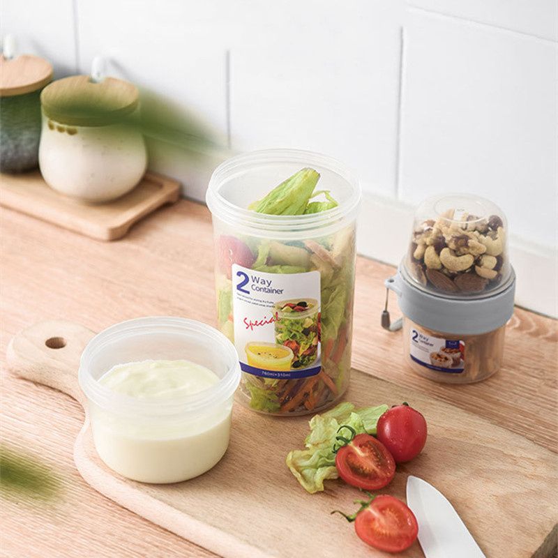 Double-layer Transparent Sealed Box Leak-Proof Food Storage Plastic Containers for Nuts Grains Fruit Snack White big image 10