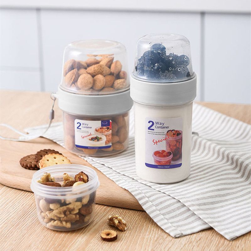 contenitori di plastica a tenuta stagna per alimenti a tenuta stagna a doppio strato per frutta a guscio, cereali, snack Bianco big image 18
