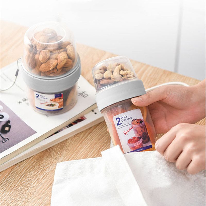Double-layer Transparent Sealed Box Leak-Proof Food Storage Plastic Containers for Nuts Grains Fruit Snack White big image 12